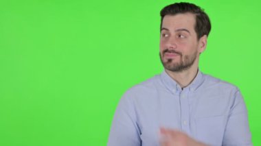Ürünleri Gösteren Adam 'ın Portresi, Yeşil Ekran