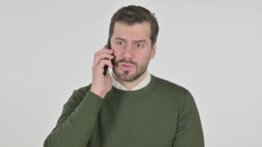 Akıllı Telefon, Beyaz Ekran 'da Öfkeyle Konuşan Adam Portresi