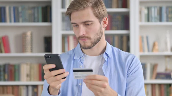 Portrait of Man Busy in Doing Online Banking on Smartphone — Foto de Stock