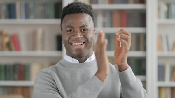 Portrait Shot of Happy African Man Clapping, Applauding