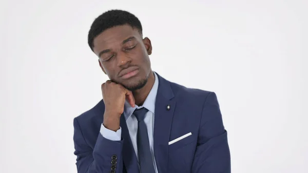 Sleeping African Businessman on White Background — ストック写真