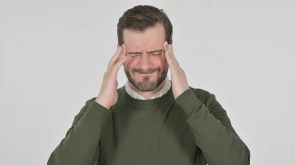 Portrait of Man having Headache, White Screen — ストック写真