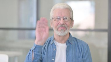 Senior Old Man Talking on Online Video Call