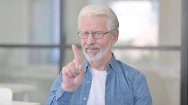 Portrait of Disliking Old Man Rejecting Idea by Waving Finger