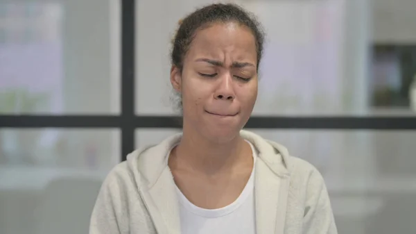 Portrait of Crying African Woman Looking Sad — Foto de Stock