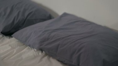 Close up Middle Aged Man Going to Bed and Sleeping 