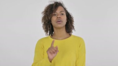 African Woman Pointing at Camera, Inviting on White Background 