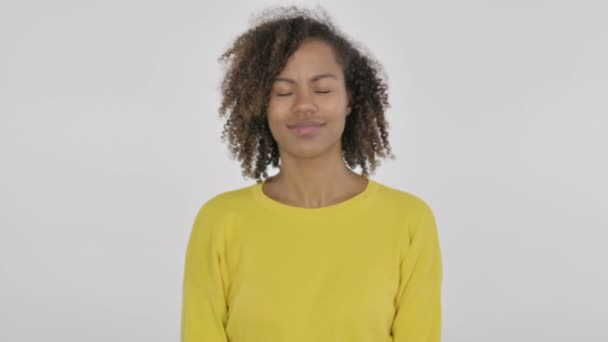 African Woman Shaking Head Yes Sign White Background — Stock video