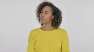 African Woman Showing No Sign by Arm Gesture on White Background 