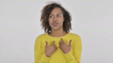 Video Chat by African Woman on White Background 