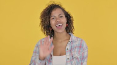 African Woman Talking on Online Video Call on White Background 