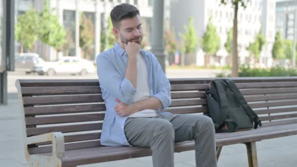 Tired Man Sleeping While Sitting Bench — Vídeo de stock