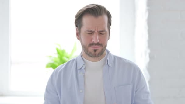 Portrait Sick Mature Man Coughing — Vídeo de Stock