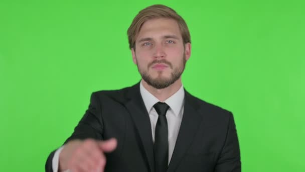 Young Adult Businessman Looking Searching Green Screen — Stok video