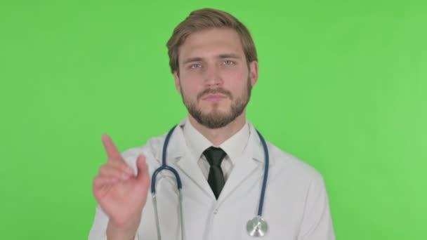 Young Adult Doctor Denial Green Background — Wideo stockowe