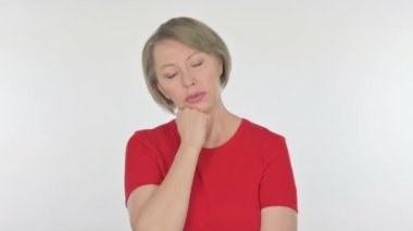 Senior Old Woman Sleeping on White Background 