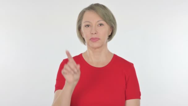 Denying Senior Old Woman Rejection White Background — Stock Video