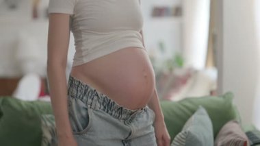 Male Hands Holding Pregnant Young Woman Big Belly