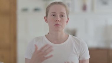 Talking Young Woman Blogging Online, Video Call 