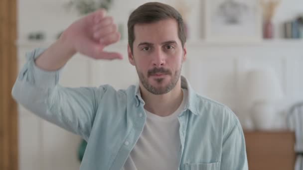 Portrait Casual Man Showing Thumbs Gesture — Stockvideo