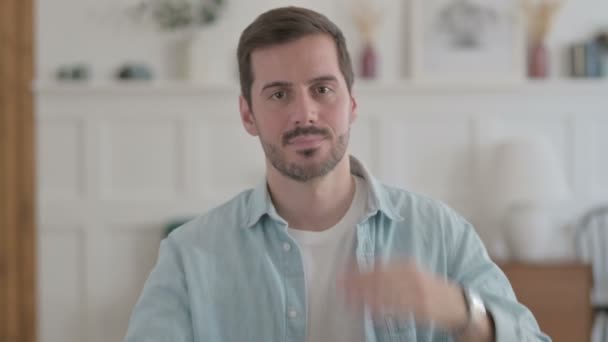 Portrait Casual Man Showing Sign Arms Crossed — Video Stock