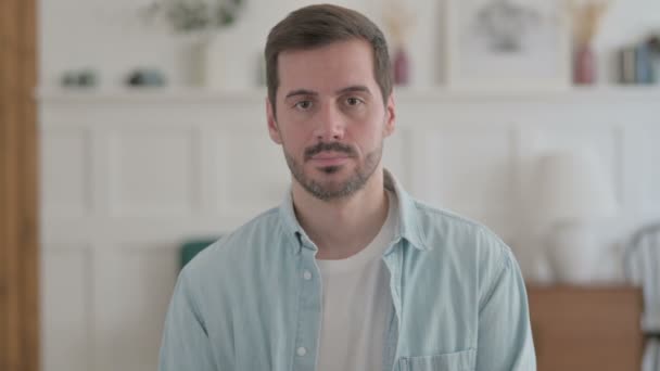 Portrait Serious Casual Man Looking Camera — Wideo stockowe