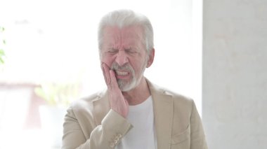 Portrait of Sick Senior Old Man having Toothache