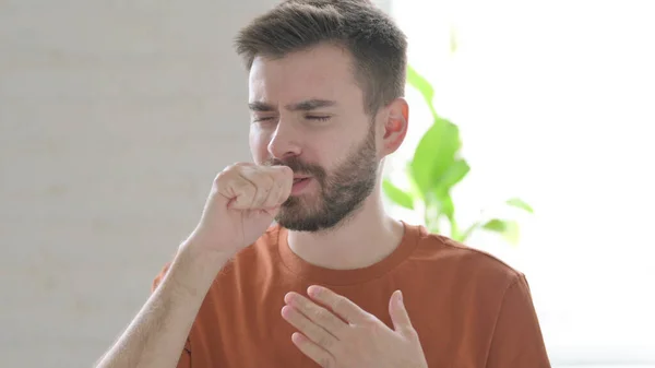 Creative Young Man Coughing Feeling Unwell — Stockfoto