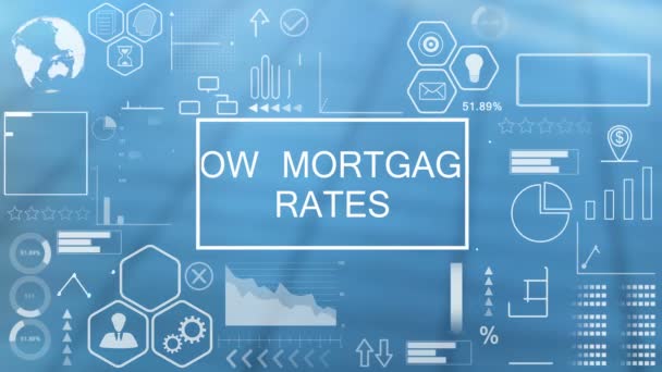 Low Mortgage Rates Animated Typography Hologram Concept — Stock Video
