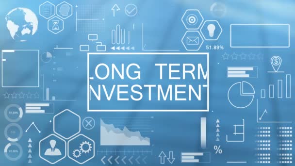 Investimento Lungo Termine Concetto Animato Dell Ologramma Tipografia — Video Stock