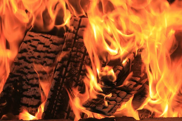 Burning fire close-up, fireplace — Stock Photo, Image