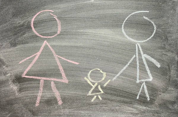 Ritning av familjen på blackboard — Stockfoto