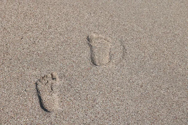 Voetafdrukken Het Zand Het Strand Zomer — Stockfoto