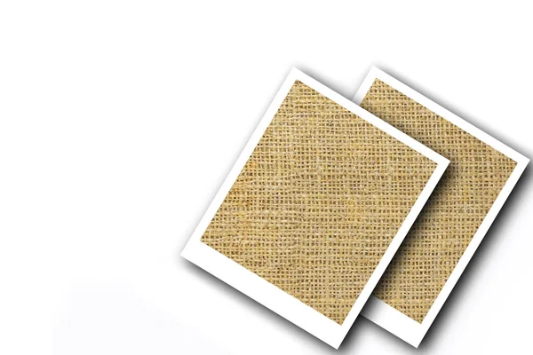 White Frames Brown Burlap Background Beautiful Brown Fabric Canvas Texture — Stock Photo, Image