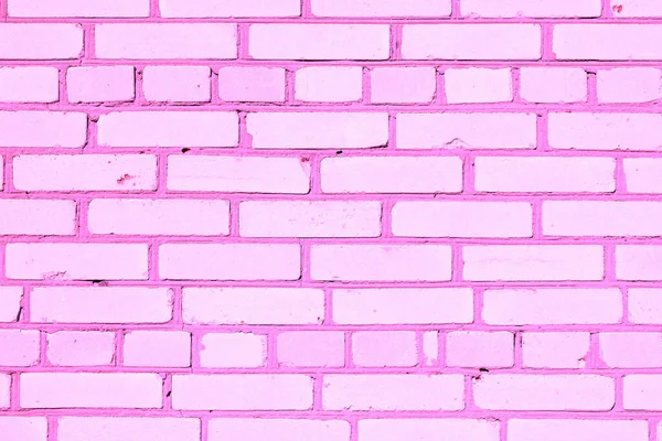 Beautiful brick background with rough texture of white brick with unusual bright purple hue