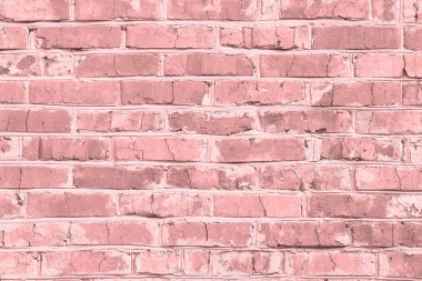Olağanüstü pembe tonda beyaz tuğlaların kaba dokusuyla güzel bir tuğla arka plan.