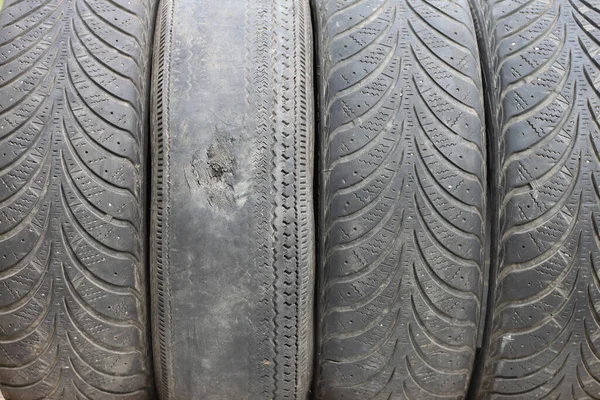 Old Summer Tire Next Winter Old Tire Example Worn Out — Stock Photo, Image