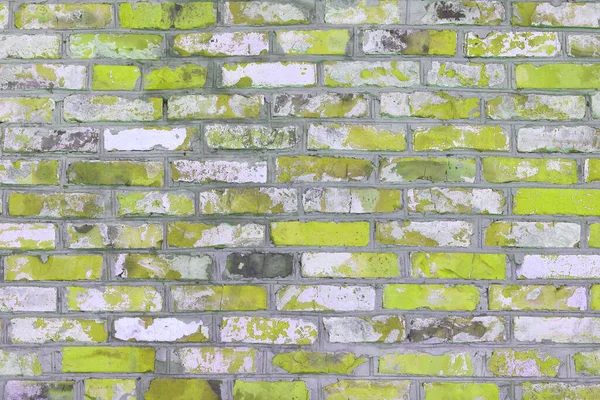 Brick Wall Unusual Yellow Bricks Made Whole Yellow Bricks Broken —  Fotos de Stock