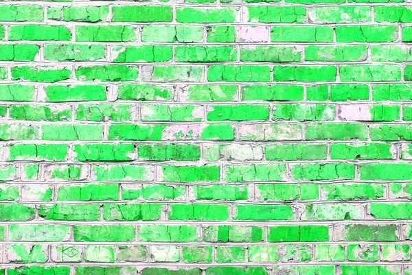 Téglafal Szokatlan Zöld Téglákkal Egész Zöld Téglákból Törött Zöld Téglákból — Stock Fotó