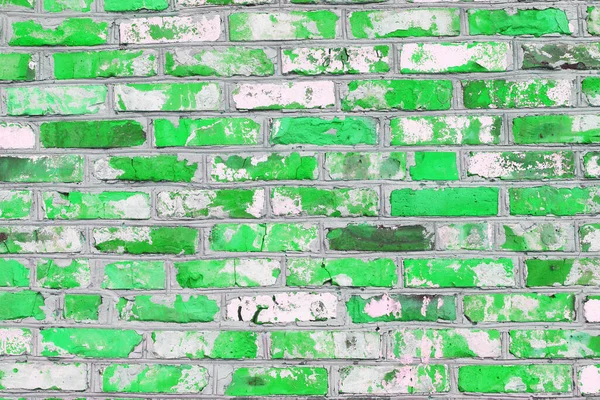Brick Wall Unusual Green Bricks Made Whole Green Bricks Broken — 스톡 사진