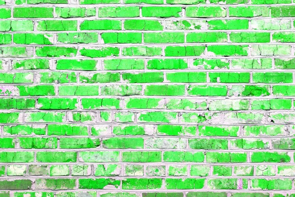 Кирпичная Стена Необычными Зелеными Кирпичами Цельного Зеленого Кирпича Разбитого Зеленого — стоковое фото