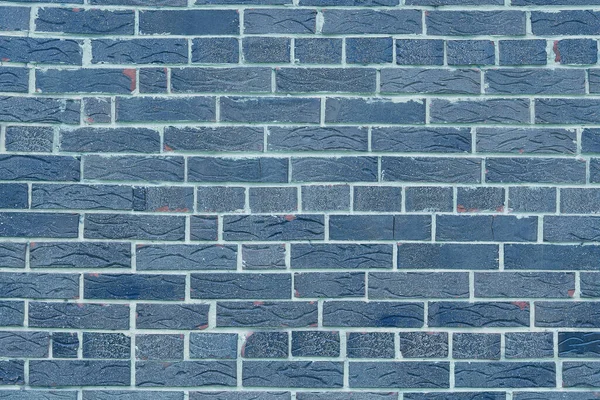 Цегляна Стіна Незвичайною Синьою Цеглою Цілих Блакитних Цеглин Розбитою Синьою — стокове фото