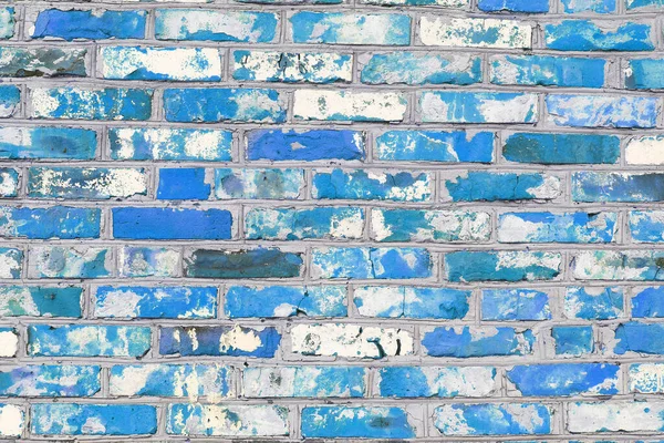 Кирпичная Стена Необычными Голубыми Кирпичами Цельного Голубого Кирпича Разбитыми Голубыми — стоковое фото