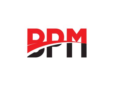 Vektör İllüstrasyonu, kırmızı siyah ilk harfler, BPM