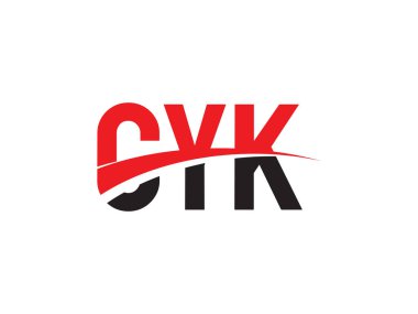 Vektör İllüstrasyonu, siyah kırmızı harfler, logo tasarımı, CYK