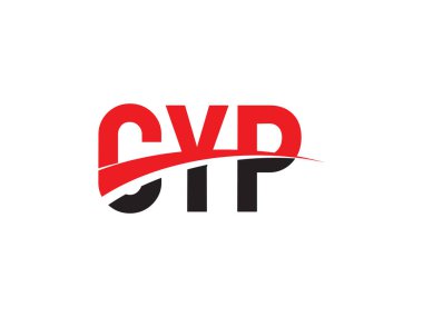 Vektör İllüstrasyonu, siyah kırmızı harfler, logo tasarımı, CYP