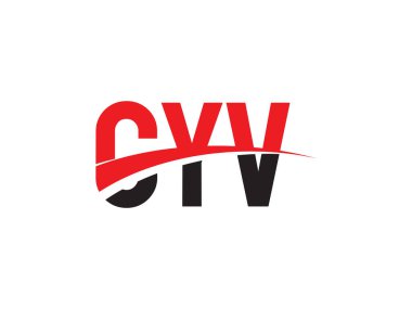 Vektör İllüstrasyonu, siyah kırmızı harfler, logo tasarımı, CYV