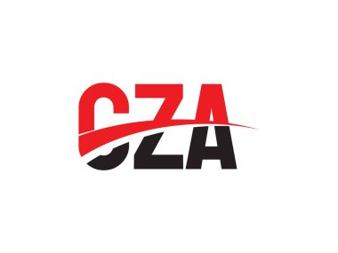 Vektör İllüstrasyonu, siyah kırmızı harfler, logo tasarımı, CZA
