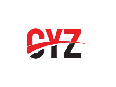 Vektör İllüstrasyonu, siyah kırmızı harfler, logo tasarımı, CYZ