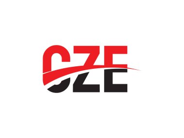 Vektör İllüstrasyonu, siyah kırmızı harfler, logo tasarımı, CZE